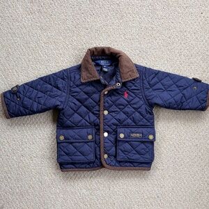 Ralph Lauren Quilted Barn Jacket Navy Corduroy Collar Baby Toddler 9M